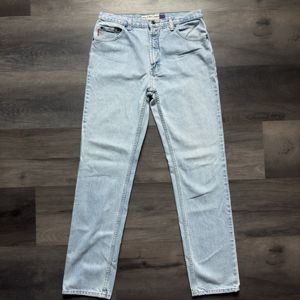 Vintage Bugle Boy Jeans 705 Mens 34x34 High Rise Light Wash Blue Denim 90s